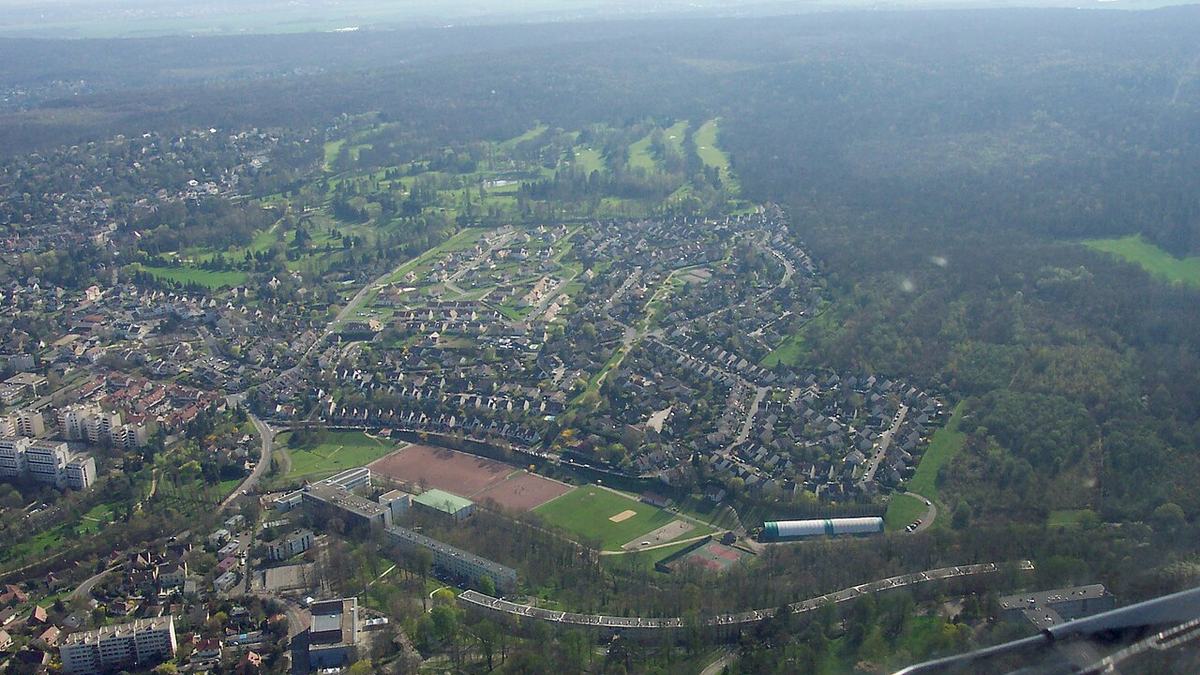 Urban sprawl seen from above — pavement as far as the eye can see